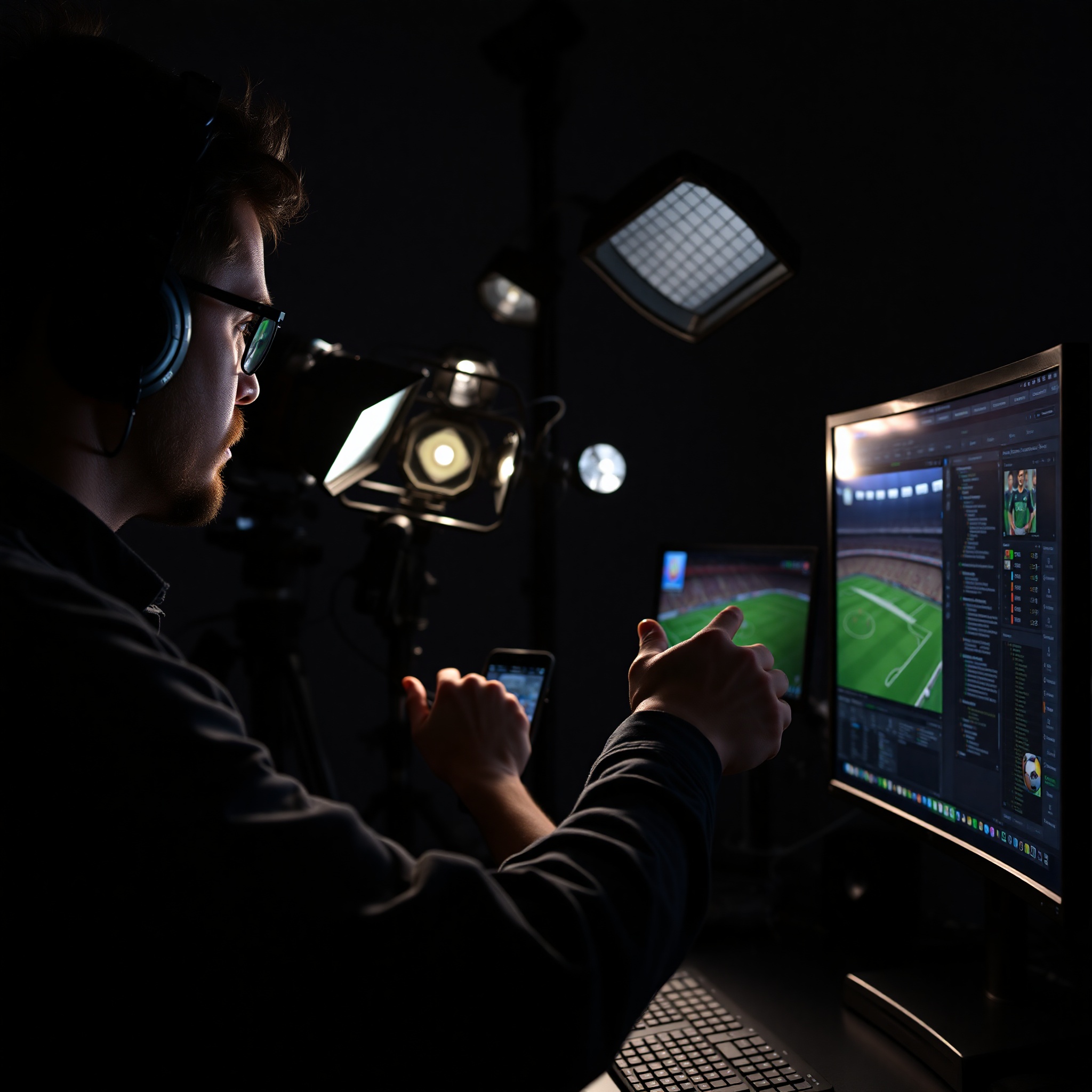 Professional lighting setup in 3D rendering showing cinematic light positioning