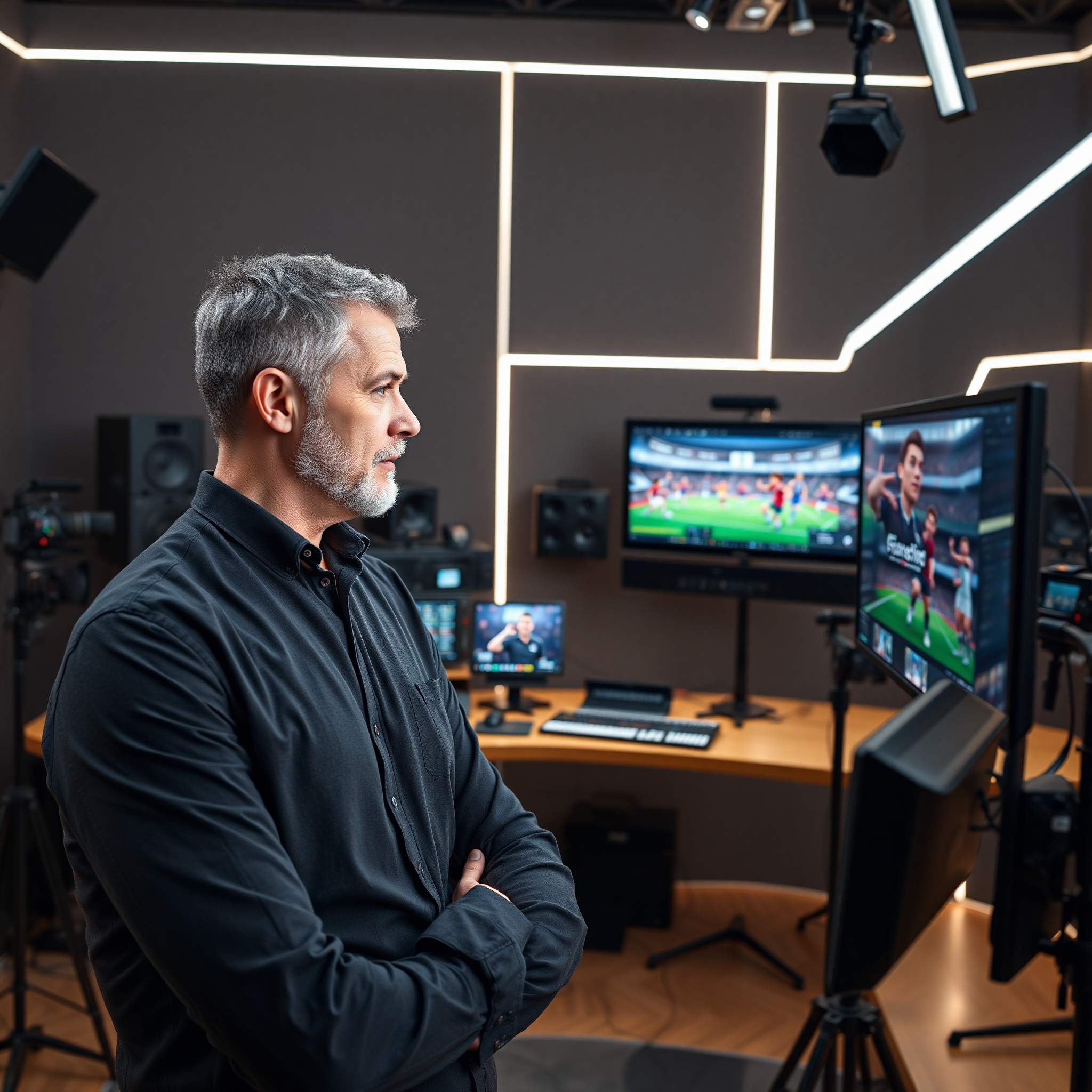 Creative director reviewing completed 3D animation campaign in professional post-production suite