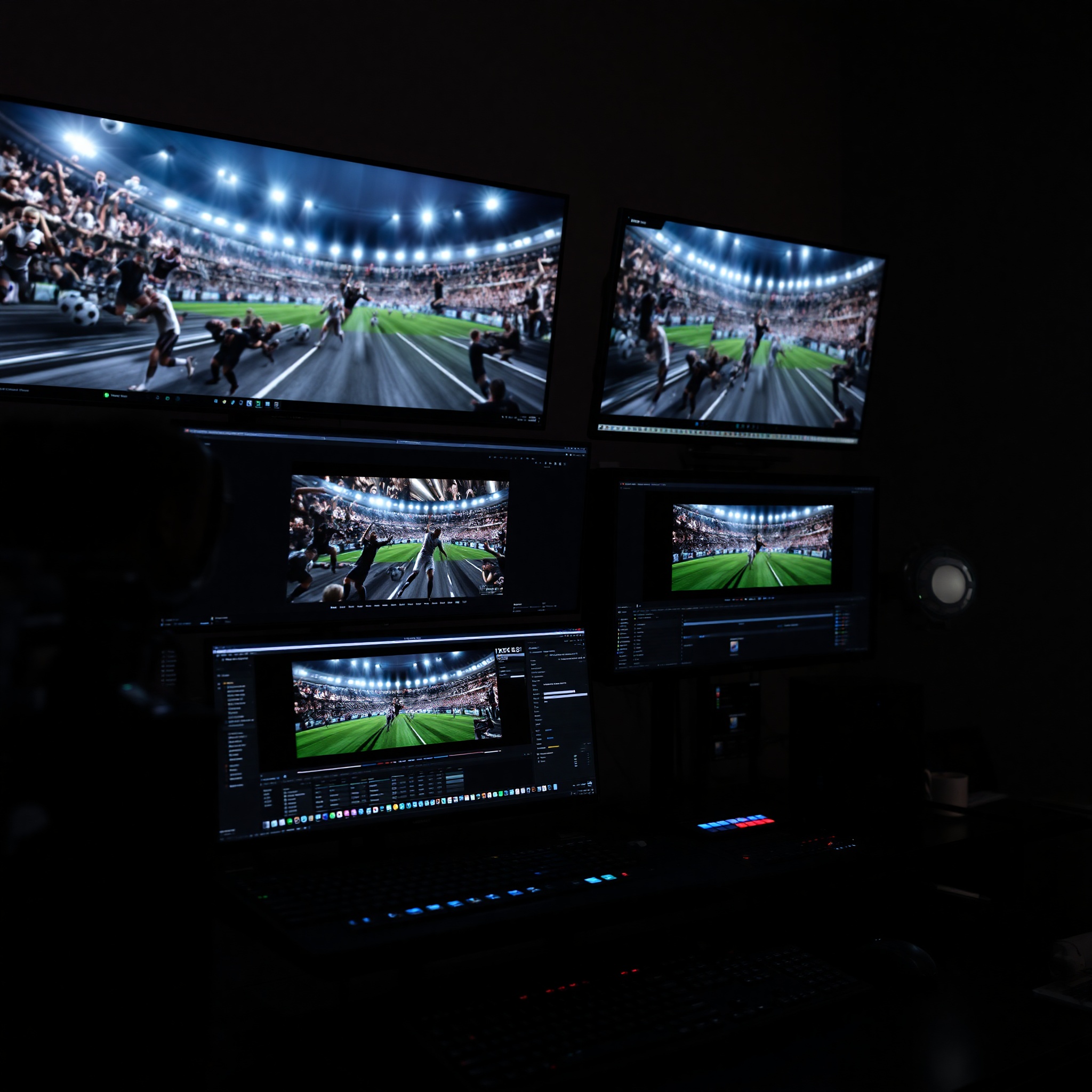 Professional visual effects compositing with layered 3D elements integrated into footage